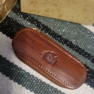 NEW Wittchen Brown Compact  Leather Lipstick Coin Lighter Case Small